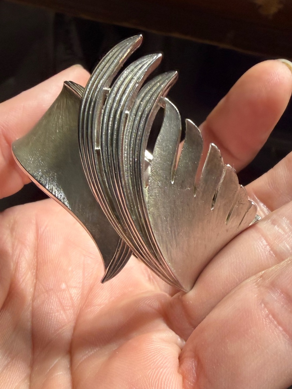 Vintage Silver Tone Wing Cuff Bracelet - Picture 4 of 6
